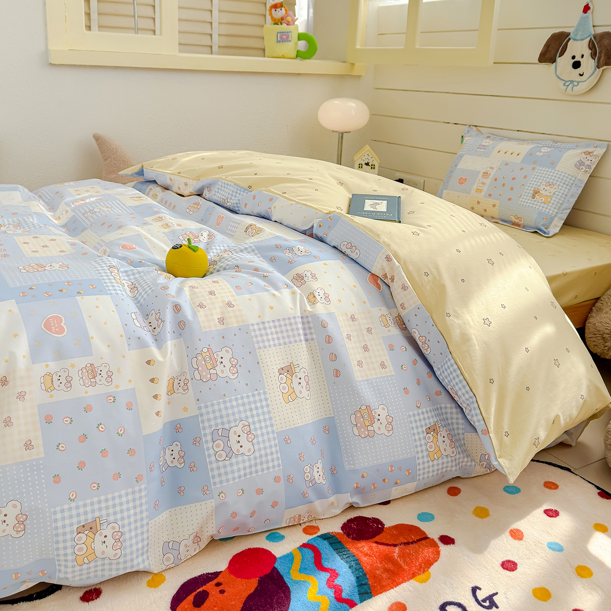 良佐生活 2026新款铂金全棉卡通单件被套 甜心熊