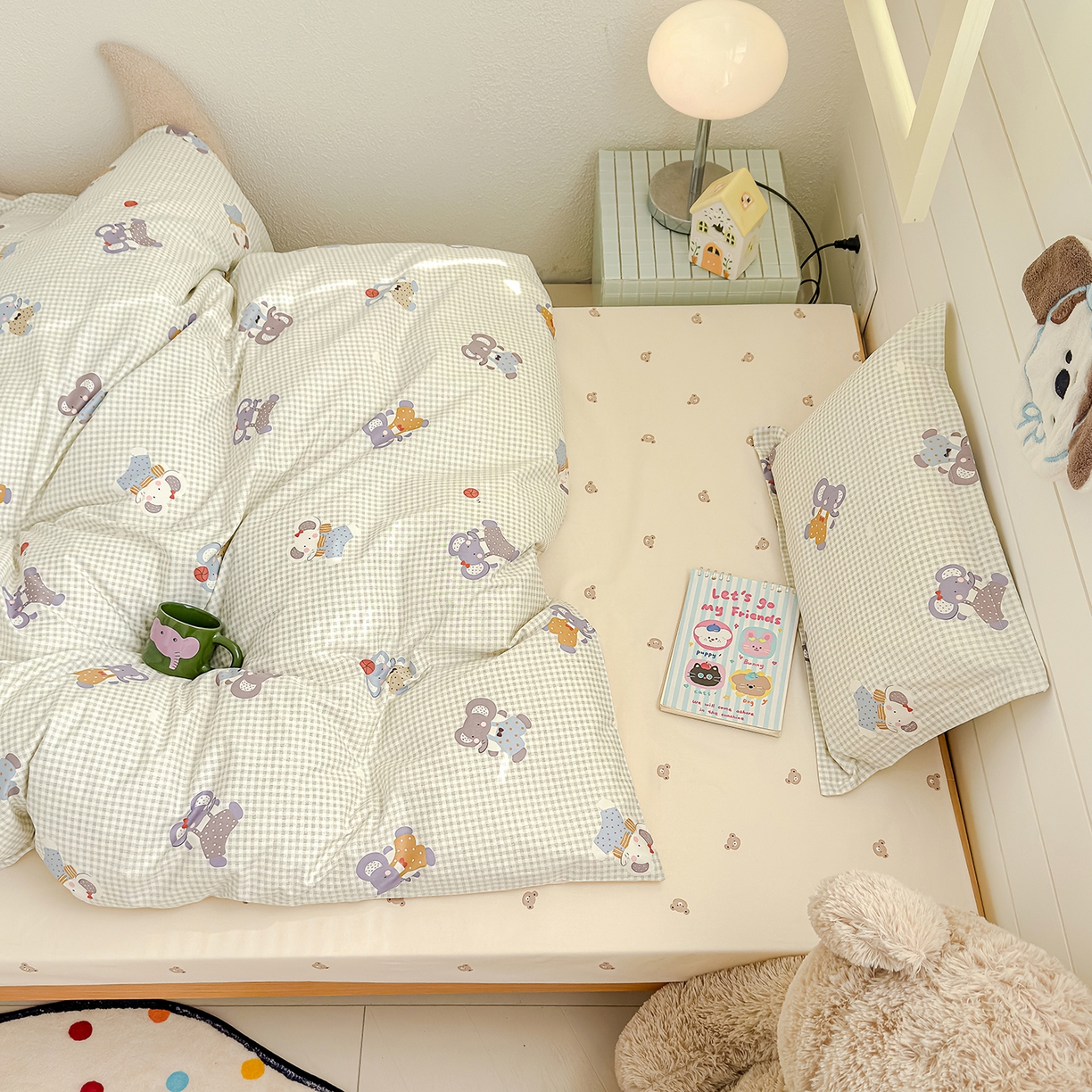 91家纺网 家纺一手货源 找家纺 良佐生活 2026新款铂金全棉卡通单件被套 调皮象