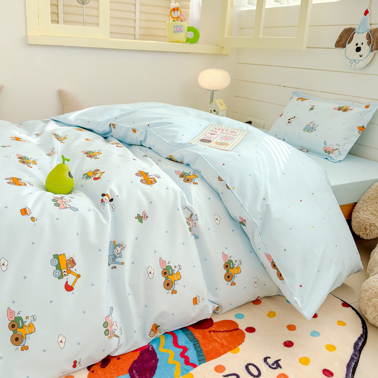 良佐生活 2026新款铂金全棉卡通单件被套 挖机小分队