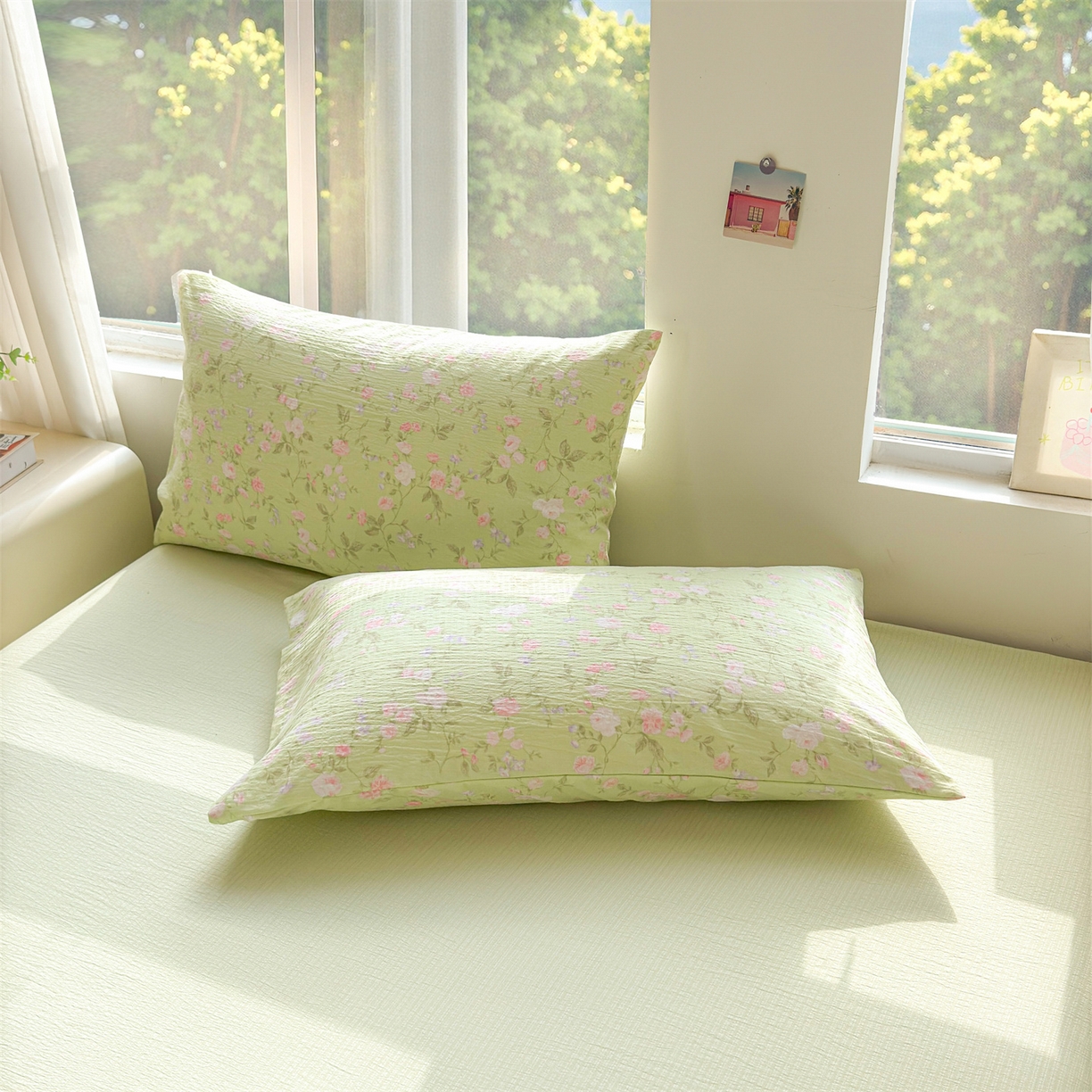 91家纺网 家纺一手货源 找家纺 晓时候 2026新款A类云感双层纱夏被棉花被小清新印花夏凉被空调被 芊芊花语