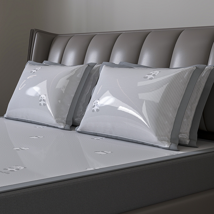 91家纺网 家纺一手货源 找家纺 （总）小牛席业 2026新款双PE高凉感-熊猫格纹提花冰丝席凉席竹席藤席冰藤席乳胶席豆豆席