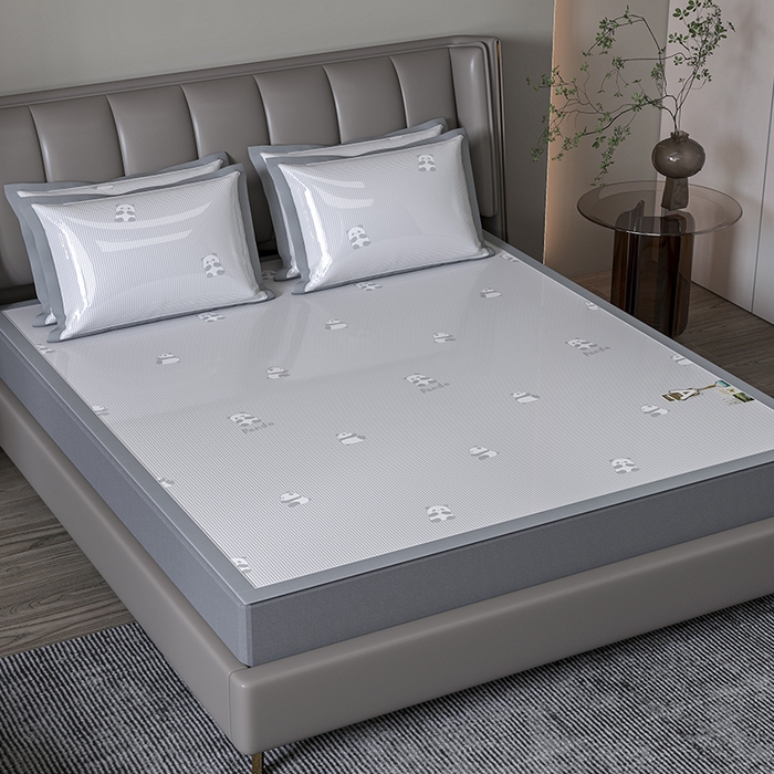 91家纺网 家纺一手货源 找家纺 （总）小牛席业 2026新款双PE高凉感-熊猫格纹提花冰丝席凉席竹席藤席冰藤席乳胶席豆豆席