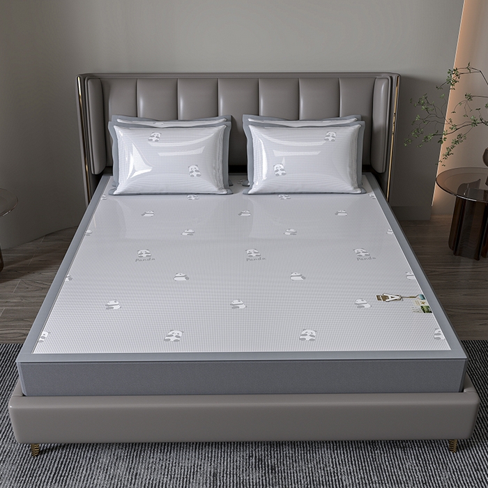 91家纺网 家纺一手货源 找家纺 （总）小牛席业 2026新款双PE高凉感-熊猫格纹提花冰丝席凉席竹席藤席冰藤席乳胶席豆豆席