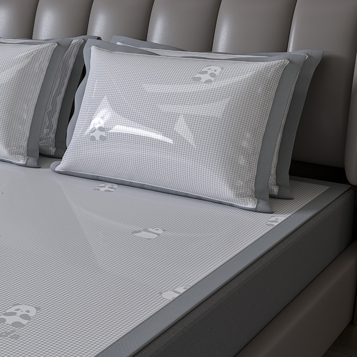 91家纺网 家纺一手货源 找家纺 （总）小牛席业 2026新款双PE高凉感-熊猫格纹提花冰丝席凉席竹席藤席冰藤席乳胶席豆豆席