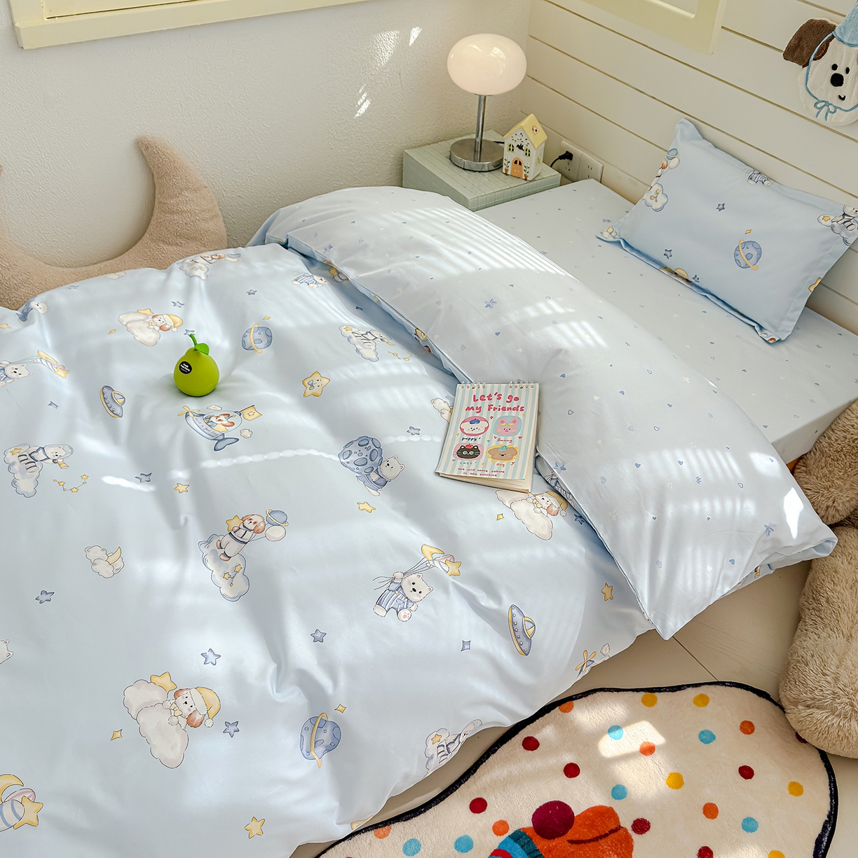 91家纺网 家纺一手货源 找家纺 良佐生活 2026新款铂金全棉卡通单件被套 太空探险