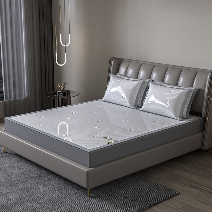 91家纺网 家纺一手货源 找家纺 小牛席业 2026新款双PE高凉感-熊猫格纹提花冰丝席凉席竹席藤席冰藤席乳胶席豆豆席 灰色