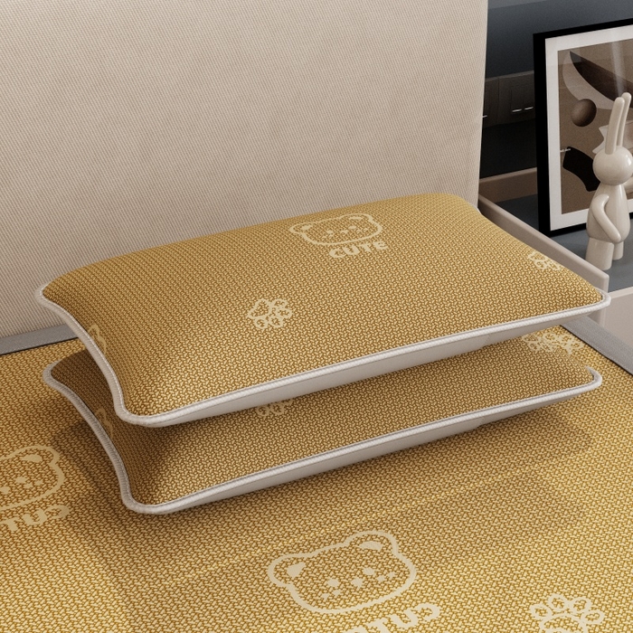 91家纺网 家纺一手货源 找家纺 福来临家纺 2026新款印花冰丝席席子凉席-床席款床笠款 开心小熊咖-床席款