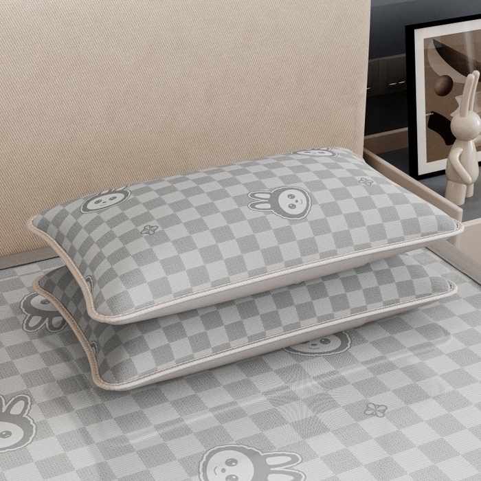 91家纺网 家纺一手货源 找家纺 福来临家纺 2026新款印花冰丝席席子凉席-床席款床笠款 拉布布灰-床席款