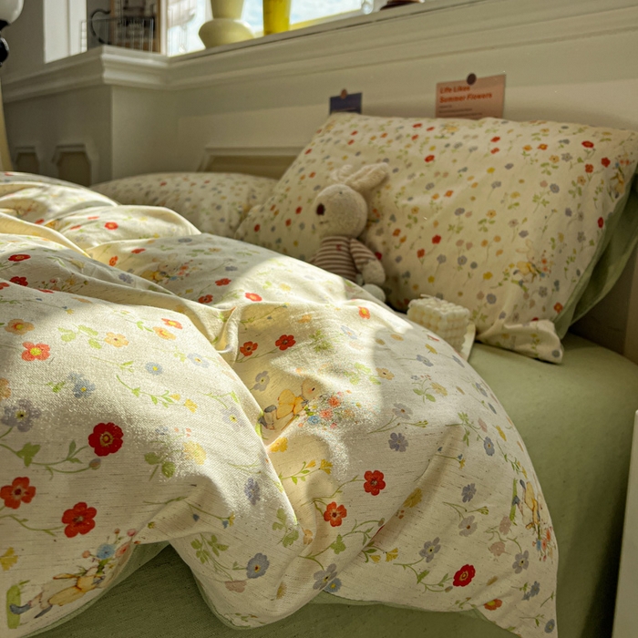 91家纺网 家纺一手货源 找家纺 （总）忆生活家纺 2026新款复古田园风棉麻四件套