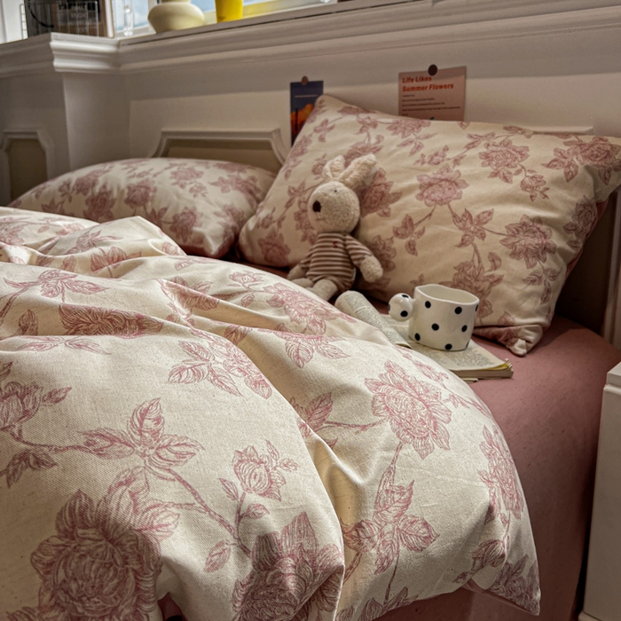 91家纺网 家纺一手货源 找家纺 （总）忆生活家纺 2026新款复古田园风棉麻四件套