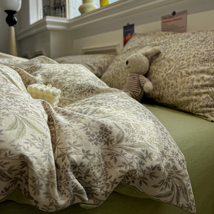 91家纺网 家纺一手货源 找家纺 （总）忆生活家纺 2026新款复古田园风棉麻四件套