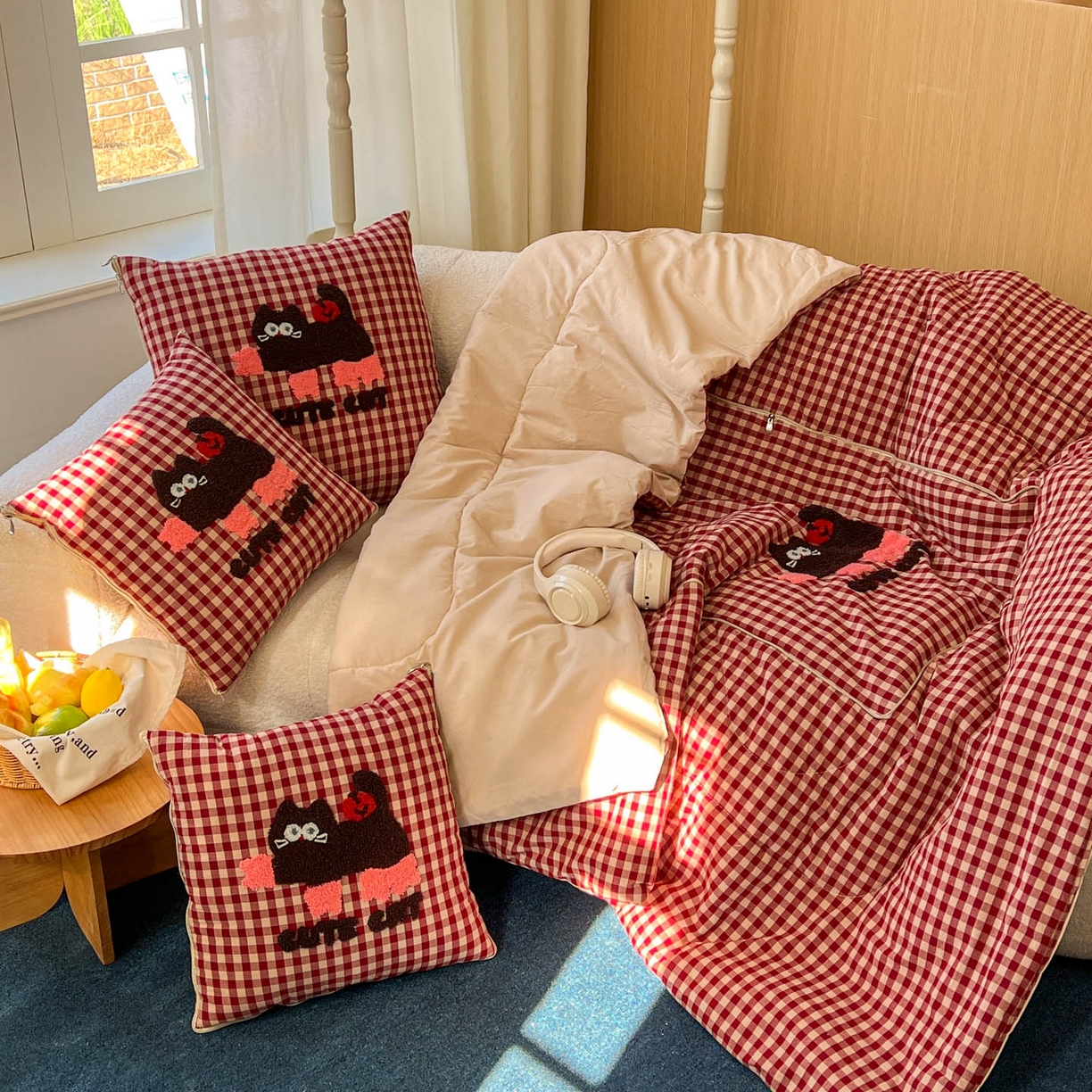 91家纺网 家纺一手货源 找家纺 （总）番茄+ 2026春夏新款色织全棉纯棉水洗棉毛巾绣抱枕被