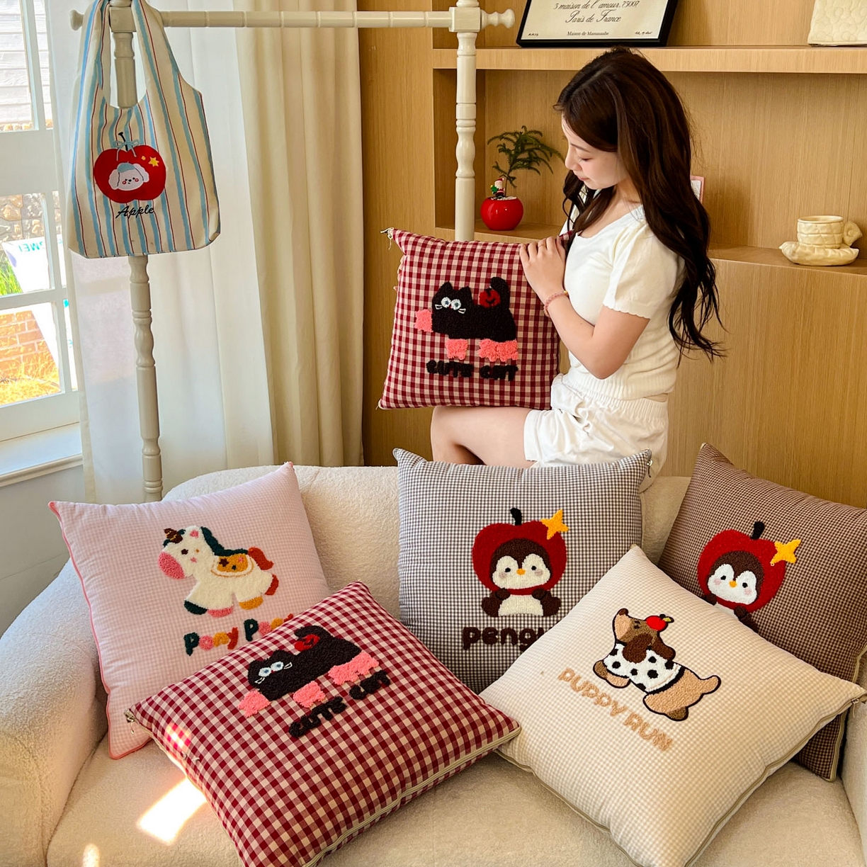 91家纺网 家纺一手货源 找家纺 番茄+ 2026春夏新款色织全棉纯棉水洗棉毛巾绣抱枕被 组合图仅供展示不可下单