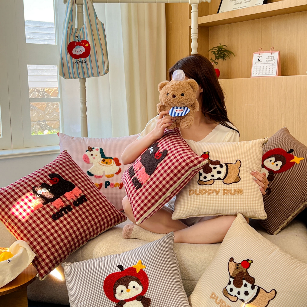 91家纺网 家纺一手货源 找家纺 番茄+ 2026春夏新款色织全棉纯棉水洗棉毛巾绣抱枕被 组合图仅供展示不可下单