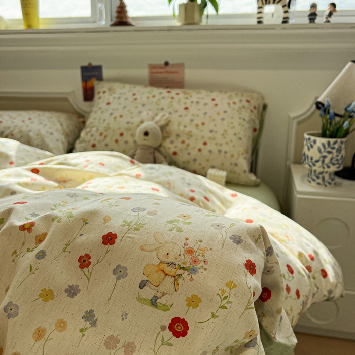 91家纺网 家纺一手货源 找家纺 （总）忆生活家纺 2026新款复古田园风棉麻四件套