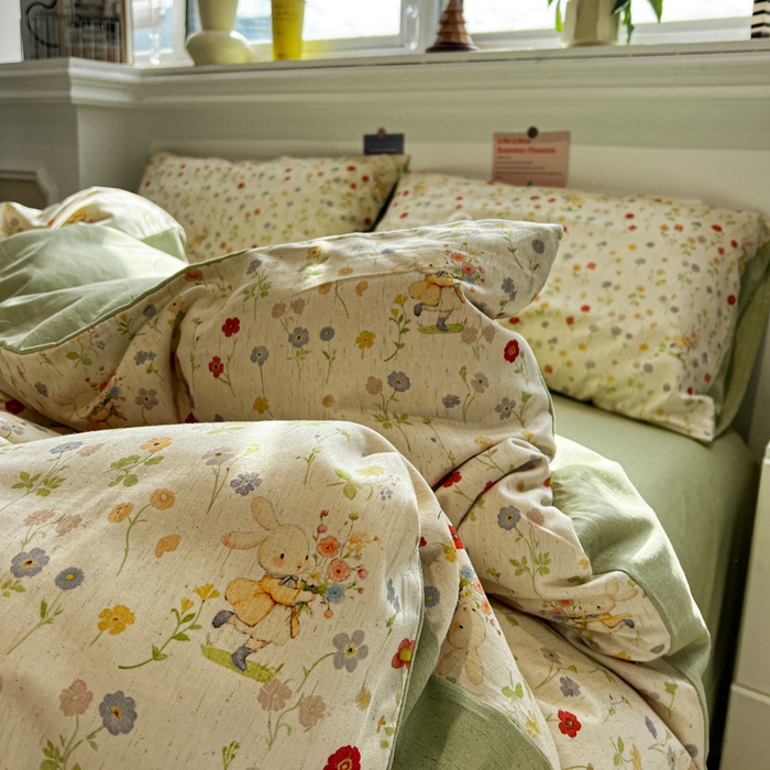 91家纺网 家纺一手货源 找家纺 （总）忆生活家纺 2026新款复古田园风棉麻四件套