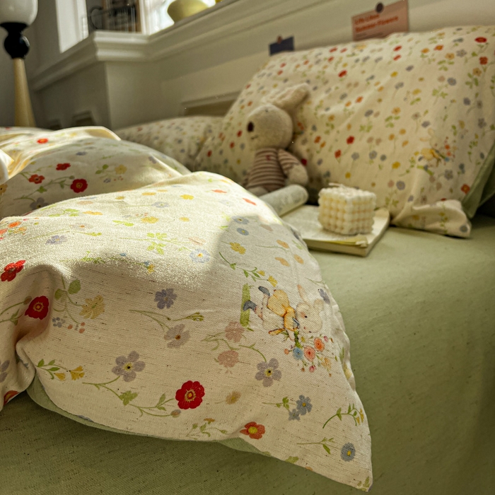 91家纺网 家纺一手货源 找家纺 （总）忆生活家纺 2026新款复古田园风棉麻四件套