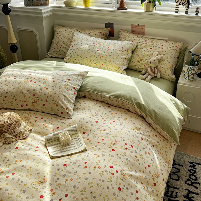 91家纺网 家纺一手货源 找家纺 （总）忆生活家纺 2026新款复古田园风棉麻四件套