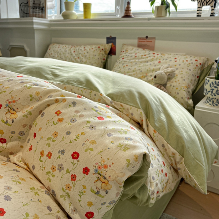 91家纺网 家纺一手货源 找家纺 （总）忆生活家纺 2026新款复古田园风棉麻四件套