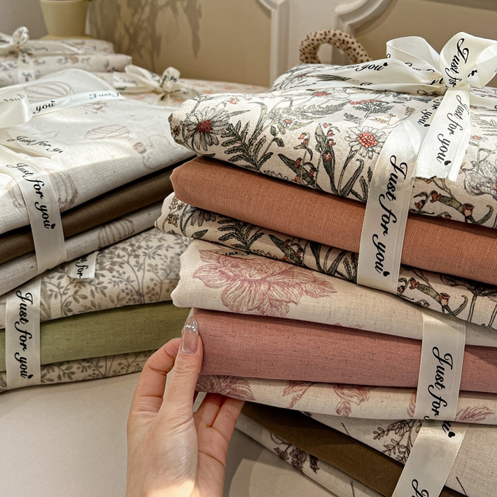 91家纺网 家纺一手货源 找家纺 忆生活家纺 2026新款复古田园风棉麻四件套 组合图仅供展示