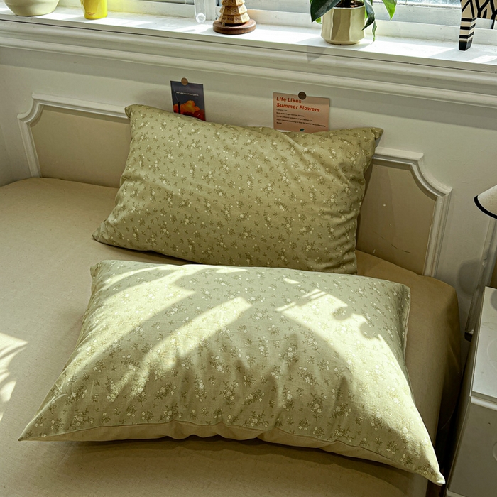 91家纺网 家纺一手货源 找家纺 忆生活家纺 2026新款复古田园风棉麻四件套 初夏-绿