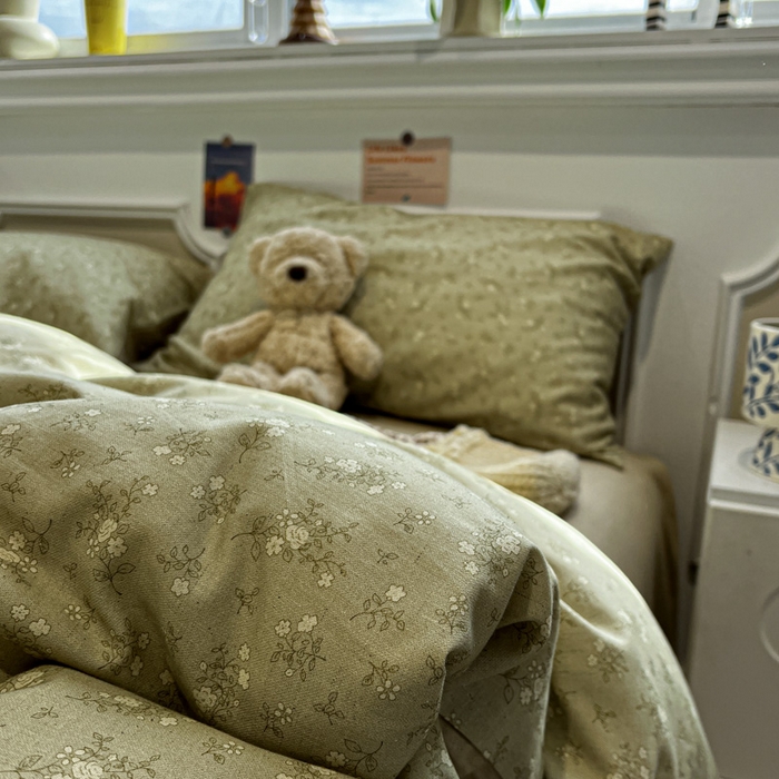 91家纺网 家纺一手货源 找家纺 忆生活家纺 2026新款复古田园风棉麻四件套 初夏-绿