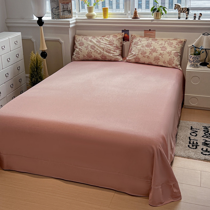 91家纺网 家纺一手货源 找家纺 忆生活家纺 2026新款复古田园风棉麻四件套 花颜-粉