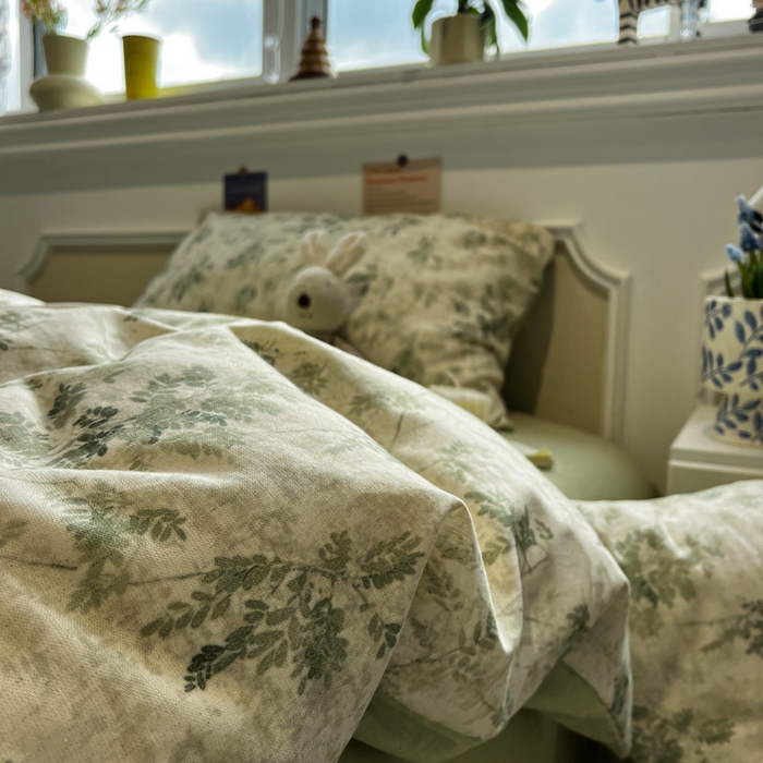 91家纺网 家纺一手货源 找家纺 忆生活家纺 2026新款复古田园风棉麻四件套 林夕-绿