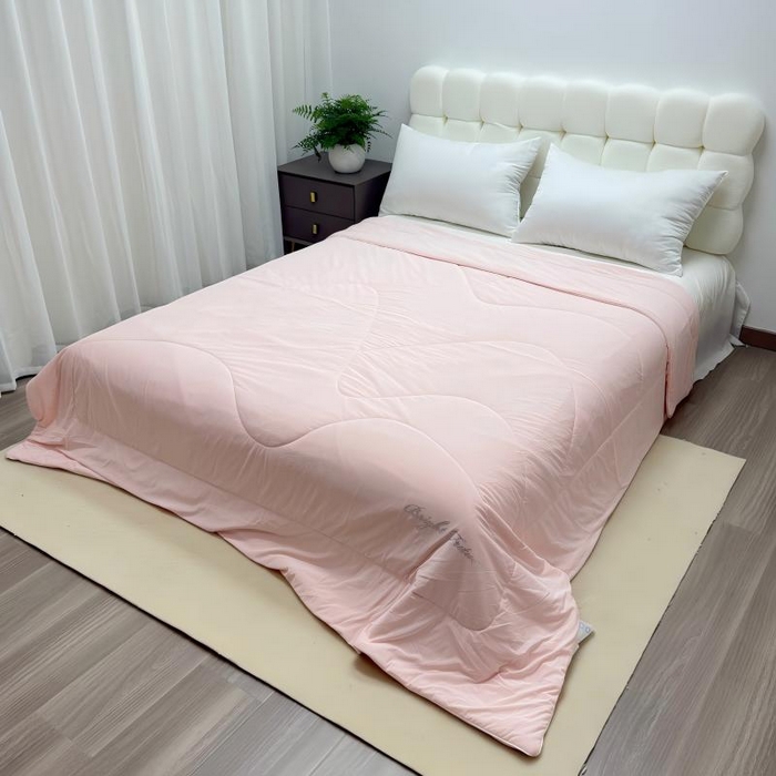 91家纺网 家纺一手货源 找家纺 申龙家纺  2026新款仿锦氨凉感丝夏凉被 玉粉