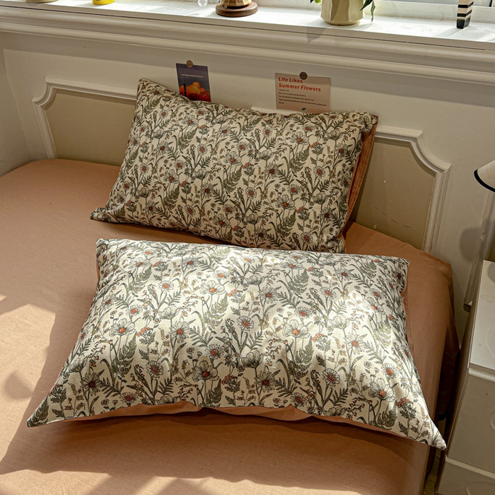 91家纺网 家纺一手货源 找家纺 忆生活家纺 2026新款复古田园风棉麻四件套 绿野