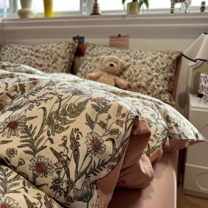 91家纺网 家纺一手货源 找家纺 忆生活家纺 2026新款复古田园风棉麻四件套 绿野