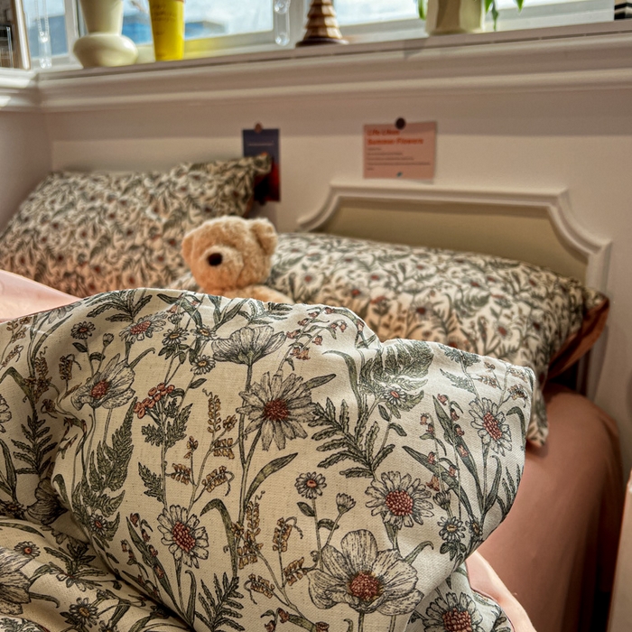 91家纺网 家纺一手货源 找家纺 忆生活家纺 2026新款复古田园风棉麻四件套 绿野