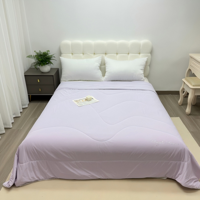 91家纺网 家纺一手货源 找家纺 申龙家纺  2026新款仿锦氨凉感丝夏凉被 木檀紫