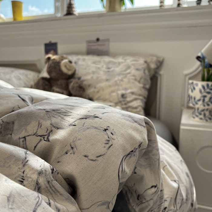 91家纺网 家纺一手货源 找家纺 忆生活家纺 2026新款复古田园风棉麻四件套 墨染