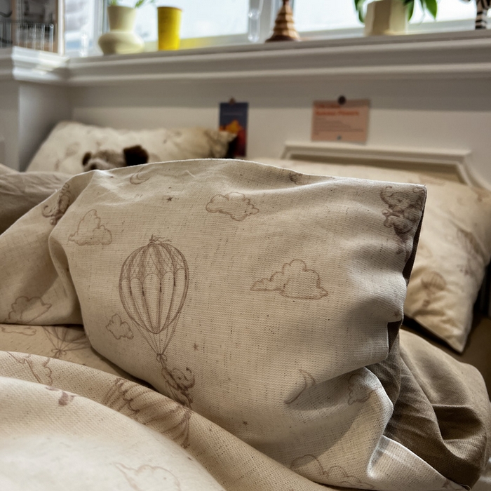 91家纺网 家纺一手货源 找家纺 忆生活家纺 2026新款复古田园风棉麻四件套 趣味小象