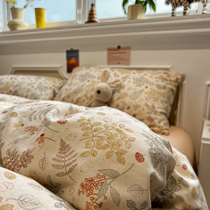 91家纺网 家纺一手货源 找家纺 忆生活家纺 2026新款复古田园风棉麻四件套 素影