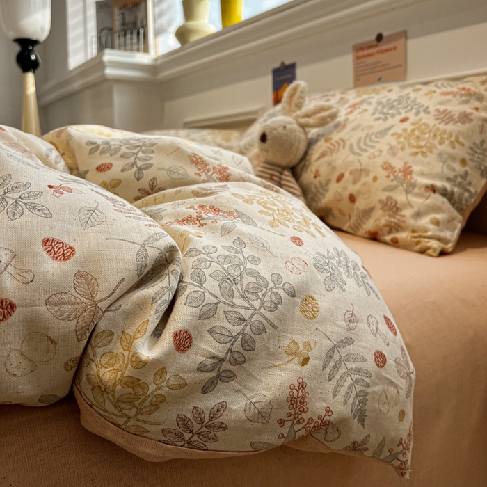 忆生活家纺 2026新款复古田园风棉麻四件套 素影