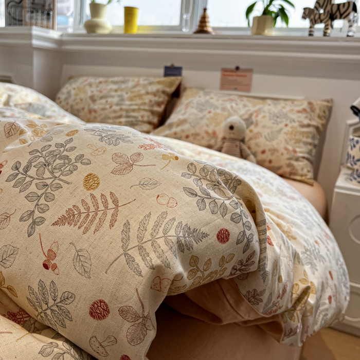 91家纺网 家纺一手货源 找家纺 忆生活家纺 2026新款复古田园风棉麻四件套 素影