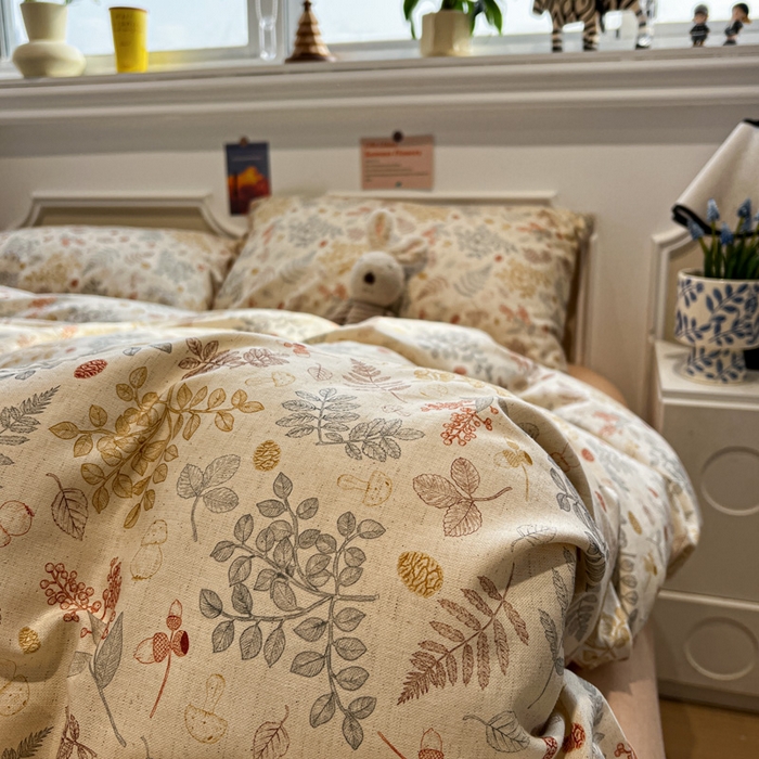 91家纺网 家纺一手货源 找家纺 忆生活家纺 2026新款复古田园风棉麻四件套 素影