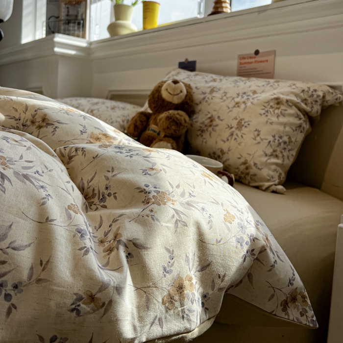 忆生活家纺 2026新款复古田园风棉麻四件套 夕颜