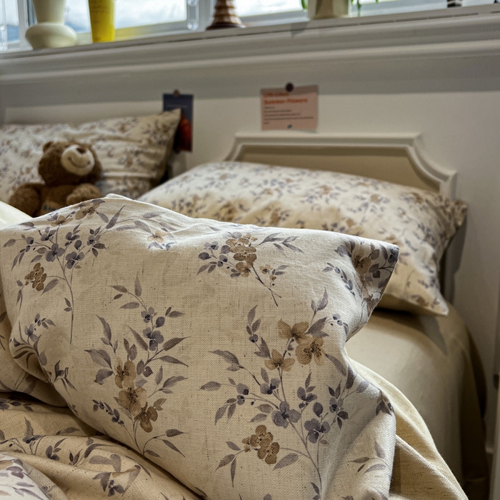 91家纺网 家纺一手货源 找家纺 忆生活家纺 2026新款复古田园风棉麻四件套 夕颜