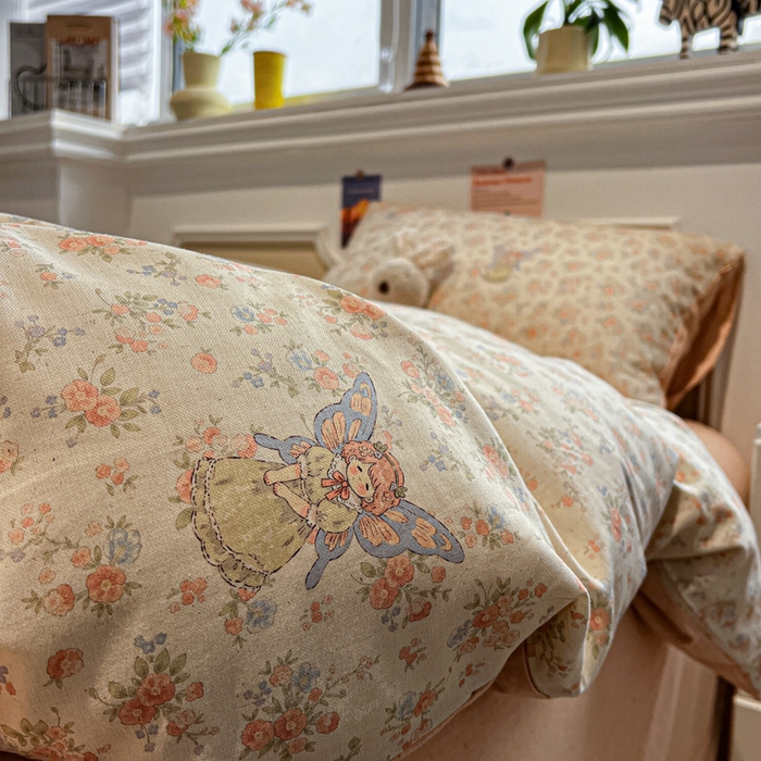 91家纺网 家纺一手货源 找家纺 忆生活家纺 2026新款复古田园风棉麻四件套 悠然-红