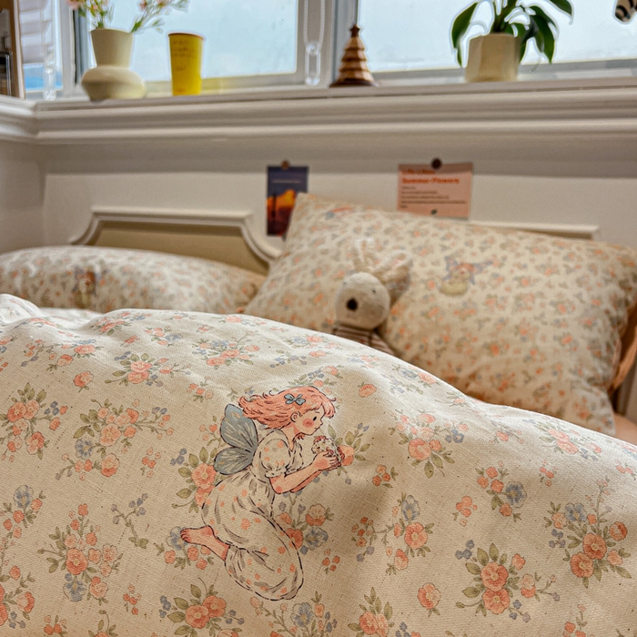 91家纺网 家纺一手货源 找家纺 忆生活家纺 2026新款复古田园风棉麻四件套 悠然-红