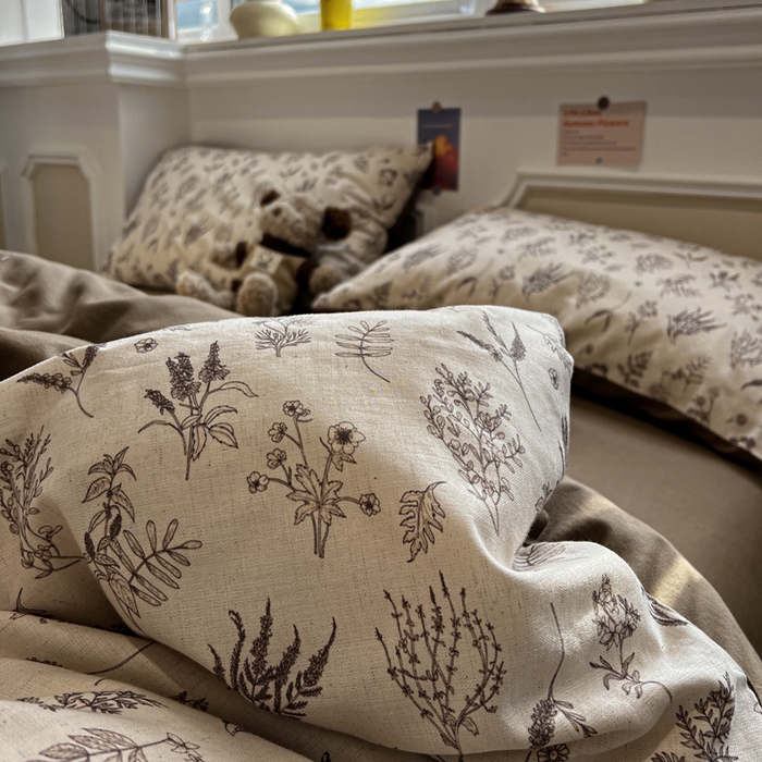 91家纺网 家纺一手货源 找家纺 忆生活家纺 2026新款复古田园风棉麻四件套 知夏-咖