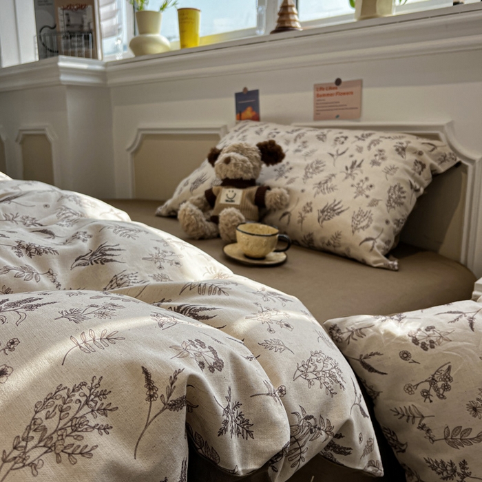 忆生活家纺 2026新款复古田园风棉麻四件套 知夏-咖