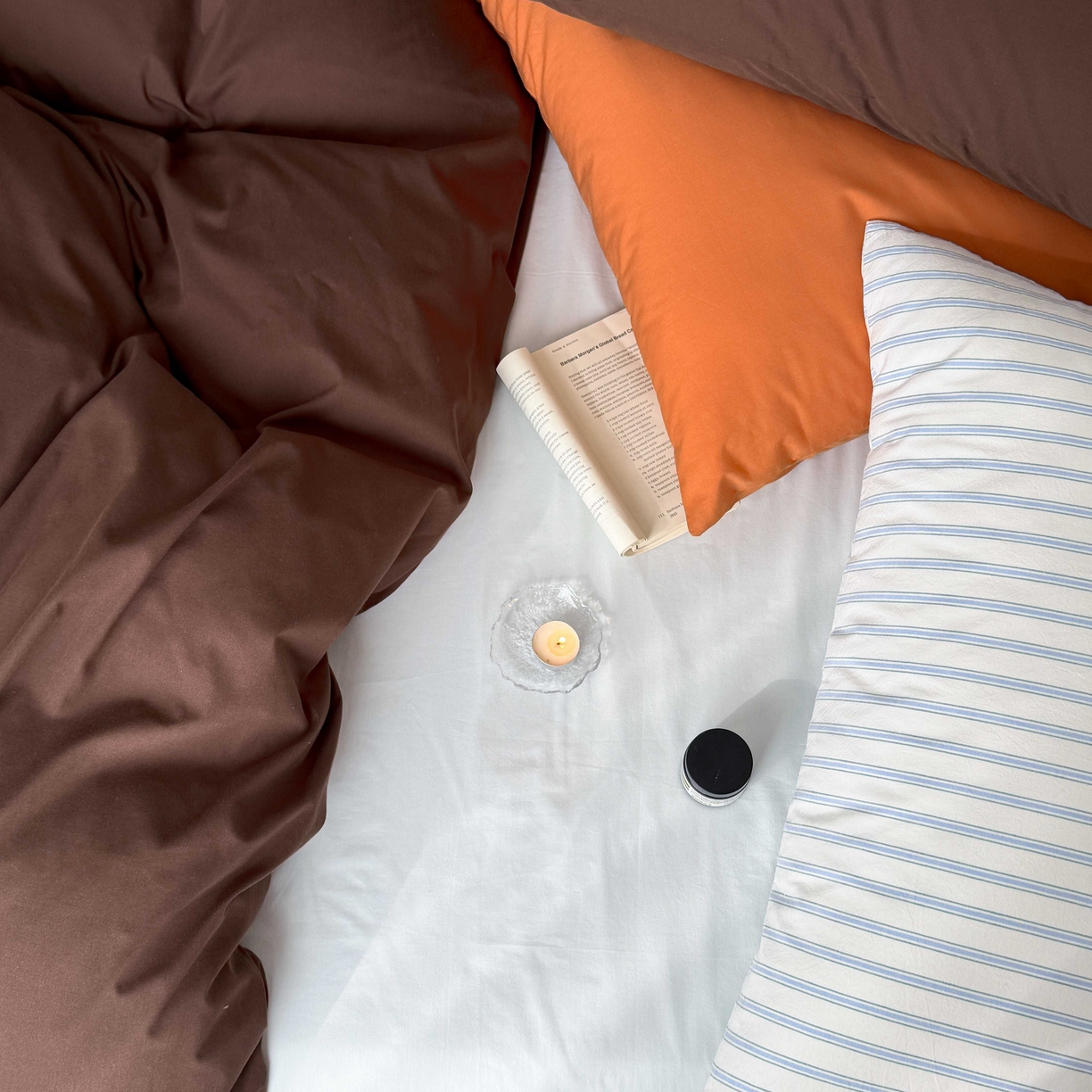 91家纺网 家纺一手货源 找家纺 蜜宿 2026新款纯色混搭全棉纯棉40s水洗棉四件套 海盐栗子（枕套混搭）