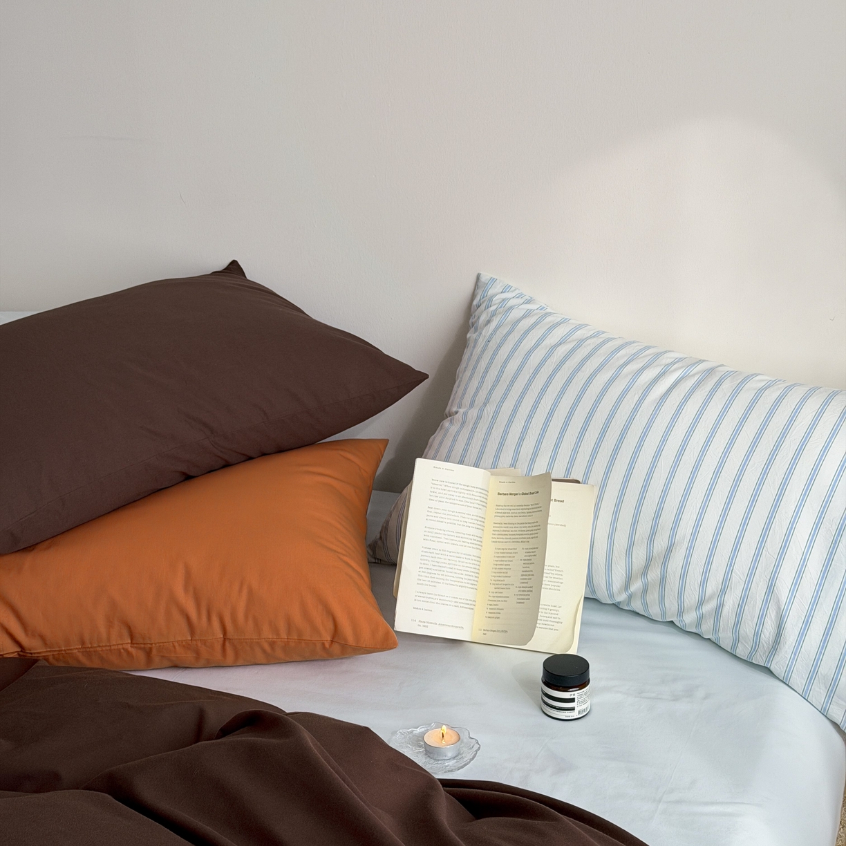 91家纺网 家纺一手货源 找家纺 蜜宿 2026新款纯色混搭全棉纯棉40s水洗棉四件套 海盐栗子（枕套混搭）