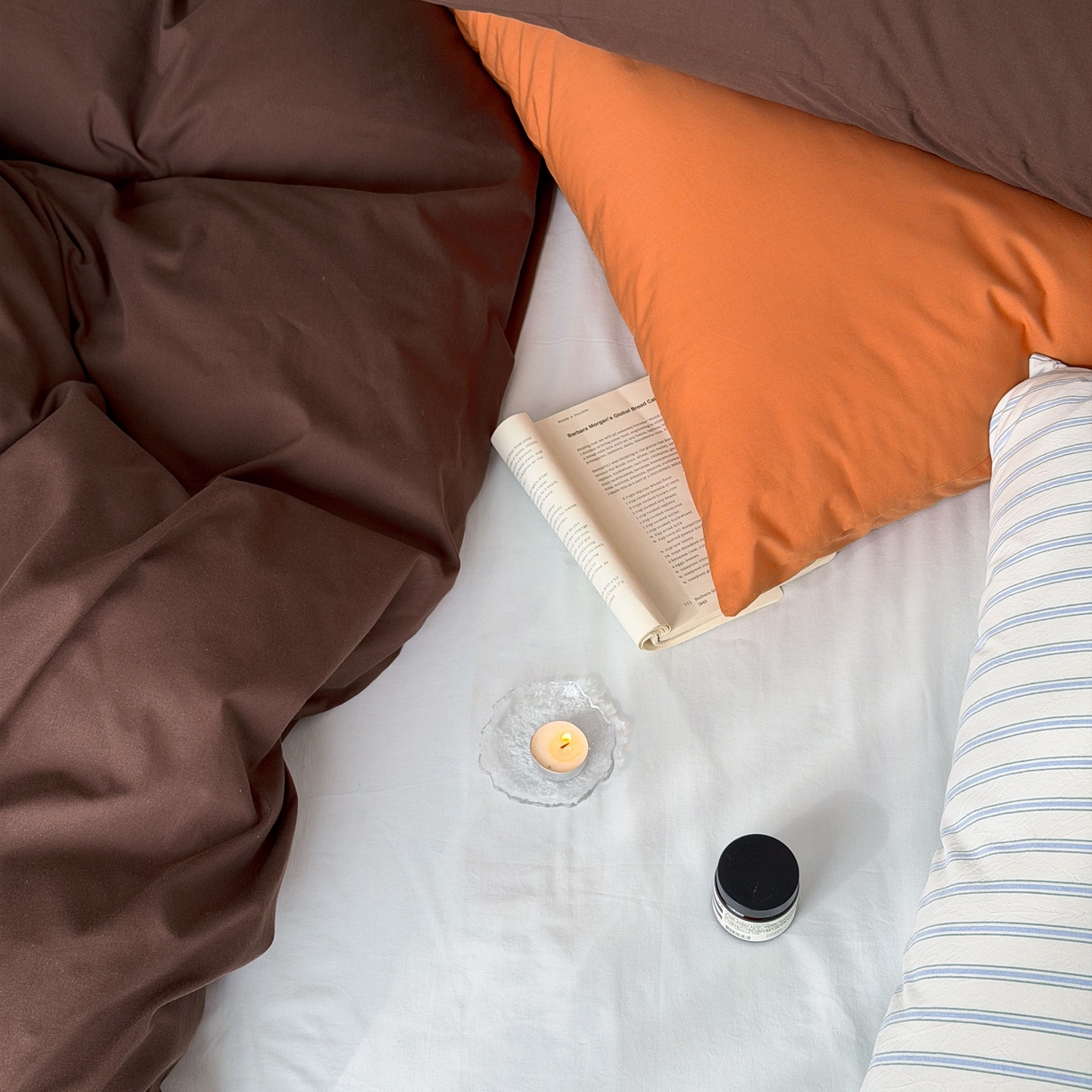 91家纺网 家纺一手货源 找家纺 蜜宿 2026新款纯色混搭全棉纯棉40s水洗棉四件套 海盐栗子（枕套混搭）