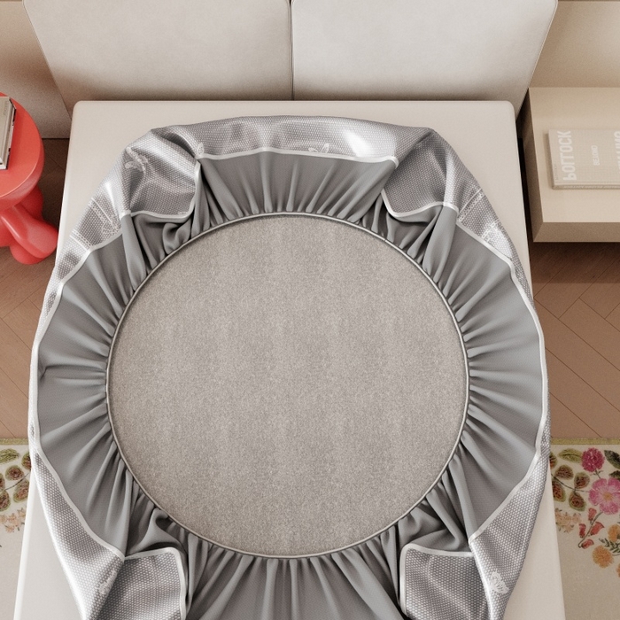 91家纺网 家纺一手货源 找家纺 福来临家纺 2026新款印花冰丝席席子凉席-床席款床笠款 蝴蝶灰-床笠款