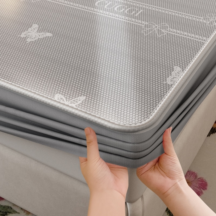 91家纺网 家纺一手货源 找家纺 福来临家纺 2026新款印花冰丝席席子凉席-床席款床笠款 蝴蝶灰-床笠款